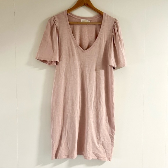 Nation LTD Mallory Flutter Sleeve Dress in Light Pink Millennial sz L - Picture 3 of 5